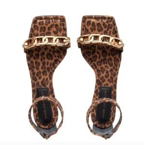 Good American Leopard Ankle Strap Sandal